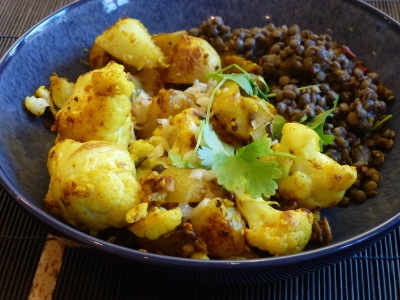 Cauliflower, potatoes and lentils