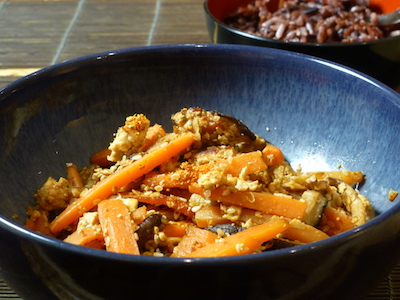 Iridofu with carrots and shiitake