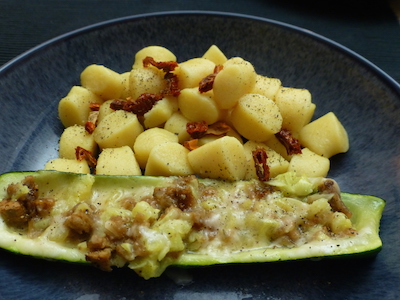 Stuffed courgettes with gnocchi